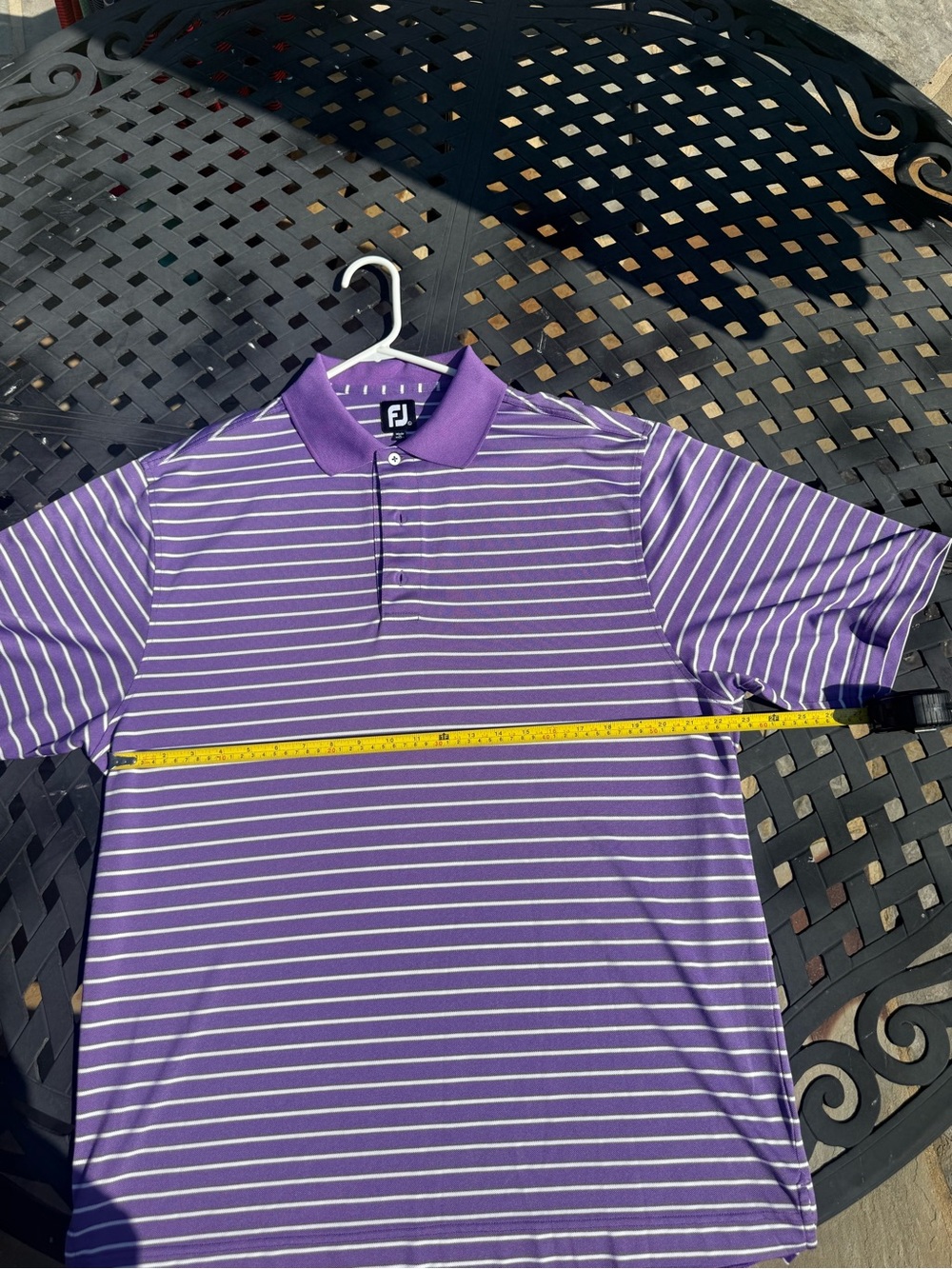 FootJoy Purple and White Striped Golf Polo-Large